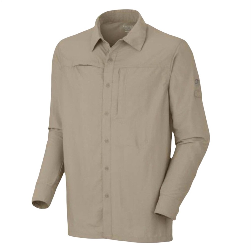 Mountain Hardwear Men’s Lightweight Tan Button Down Field Shirt - Men’s XL
